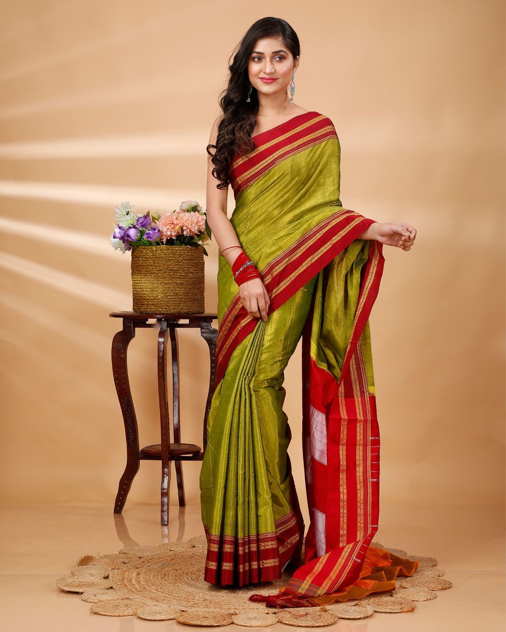 Ziyorah| Ilkal Handloom Cotton Silk Saree Mustard Yellow Color With Running Blouse