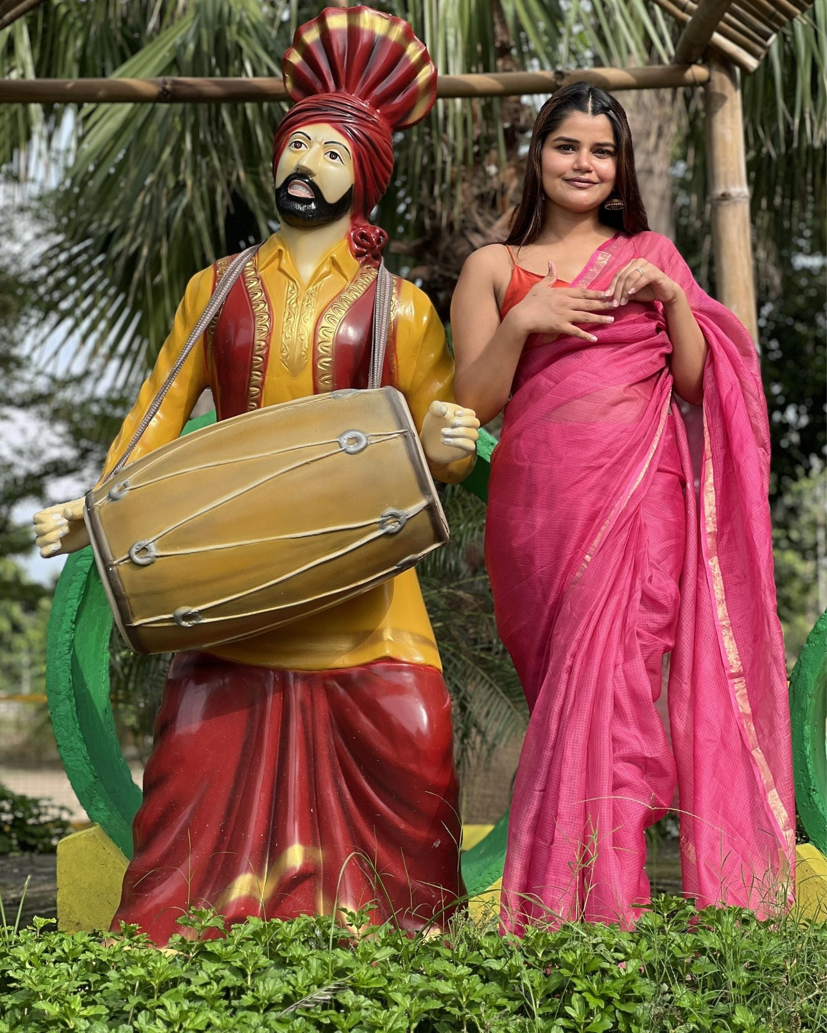 Ziyorah| Kota Doria Pure Silk Pink Saree Hand Dyed With Blouse