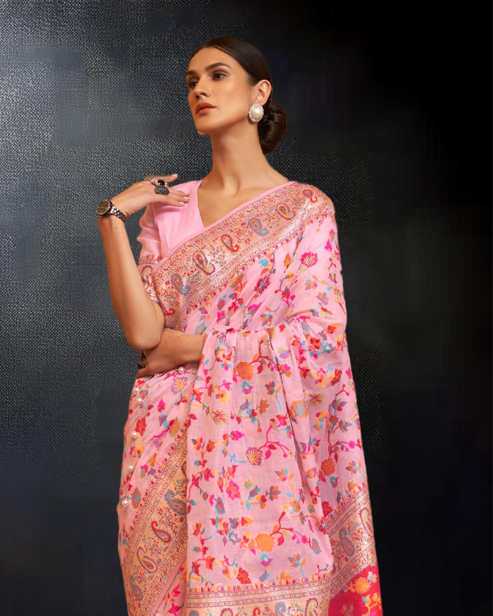 Ziyorah | Kashifa Silk Handloom Weaving Pink Saree