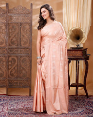 Ziyorah| Katan Pastel Pink Silk Saree Weaving Design With Blouse