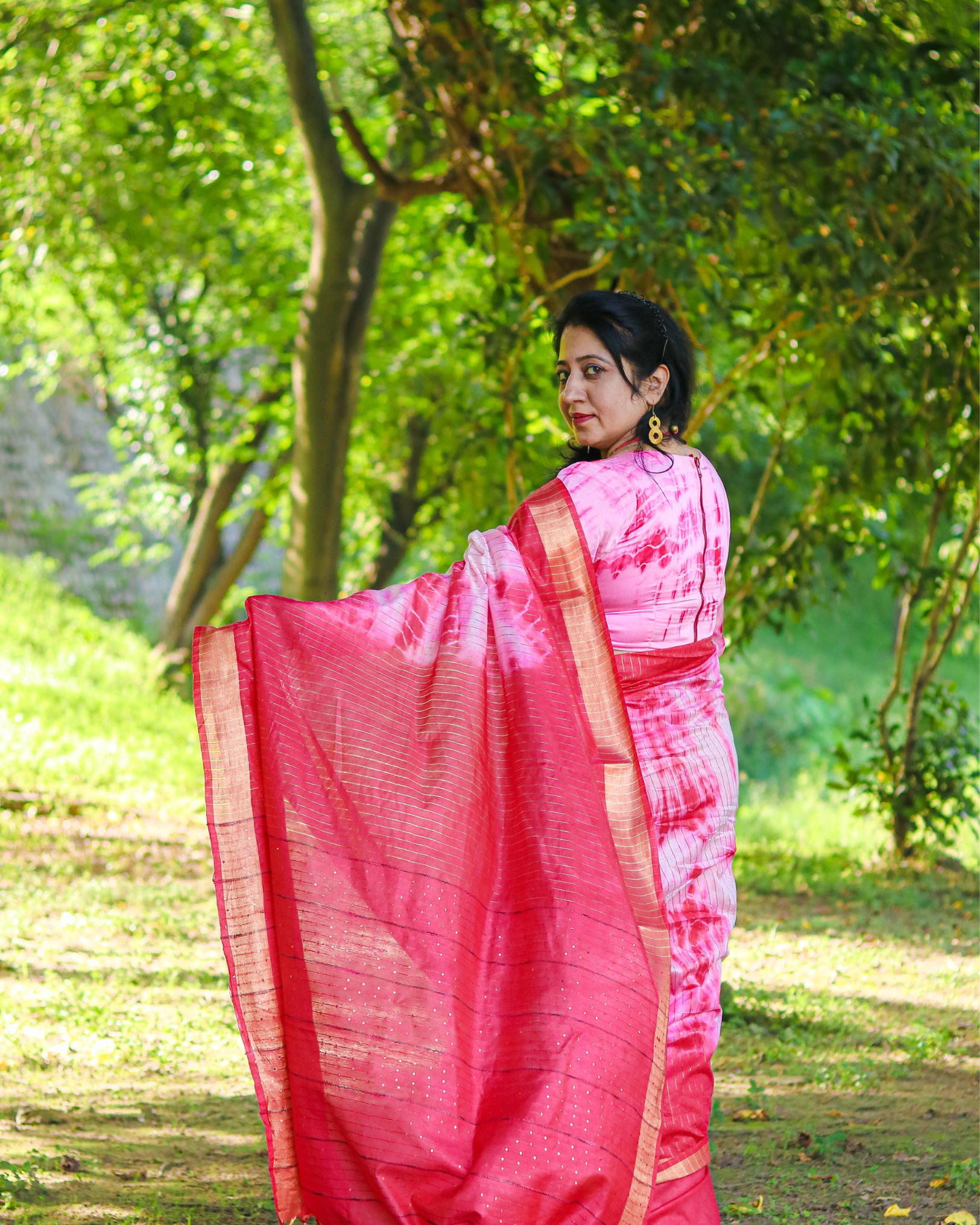 Ziyorah| Kota Silk Saree Pink Color With Sequence Pallu And Running Blouse