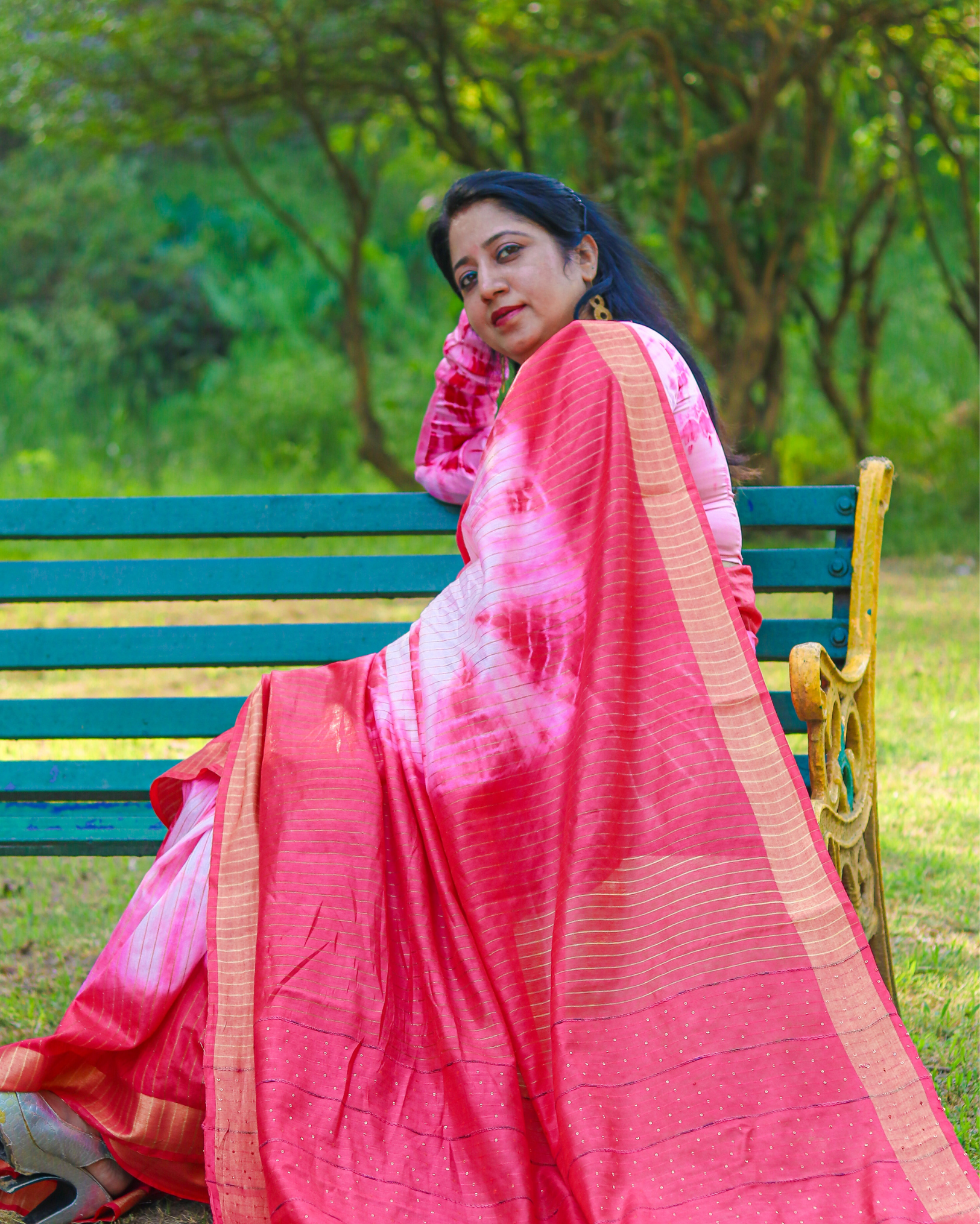 Ziyorah| Kota Silk Saree Pink Color With Sequence Pallu And Running Blouse