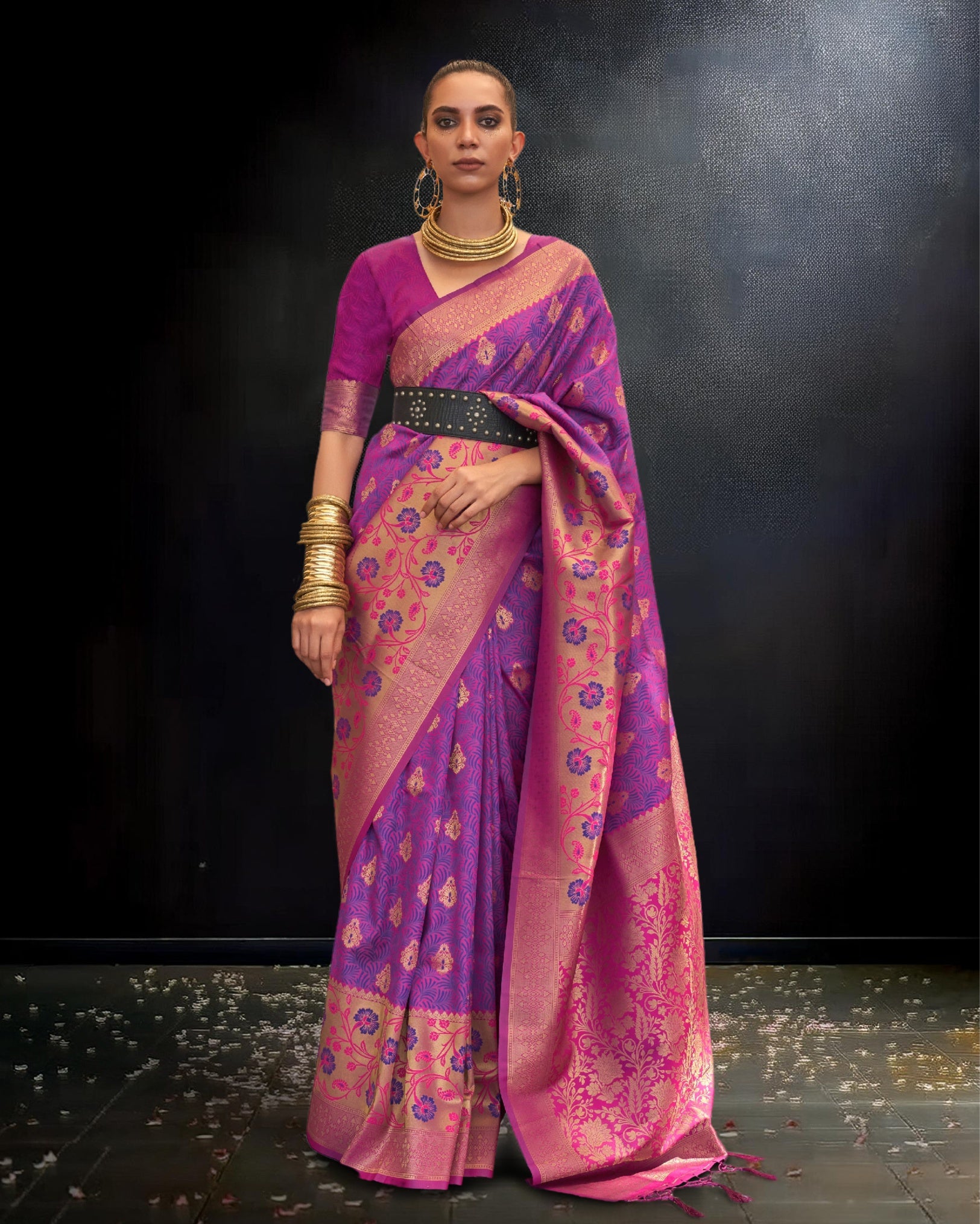 Ziyorah | Banarasi Silk Self Weaving Purple Saree