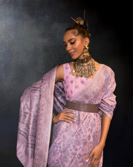 Ziyorah | Kafreen Silk Handloom Weaving Mauve Saree