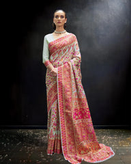 Ziyorah | Kashmira Silk Banarsi Brocade Gray Saree