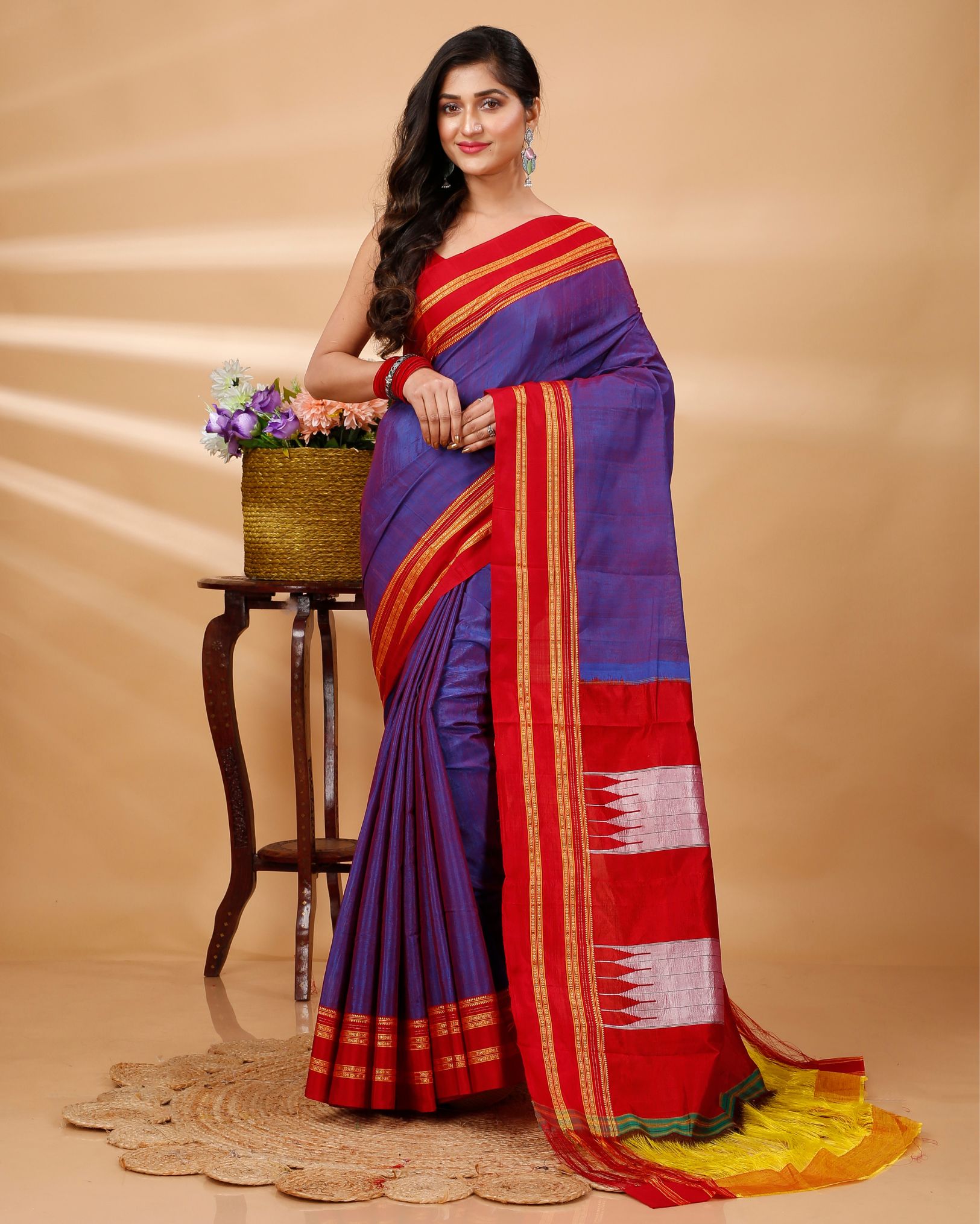 Ziyorah| Ilkal Handloom Cotton Silk Saree Faded Purple Color With Running Blouse