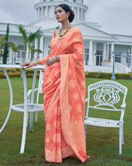 Ziyorah | Pure Silk Chikankari Weaving Peach Saree