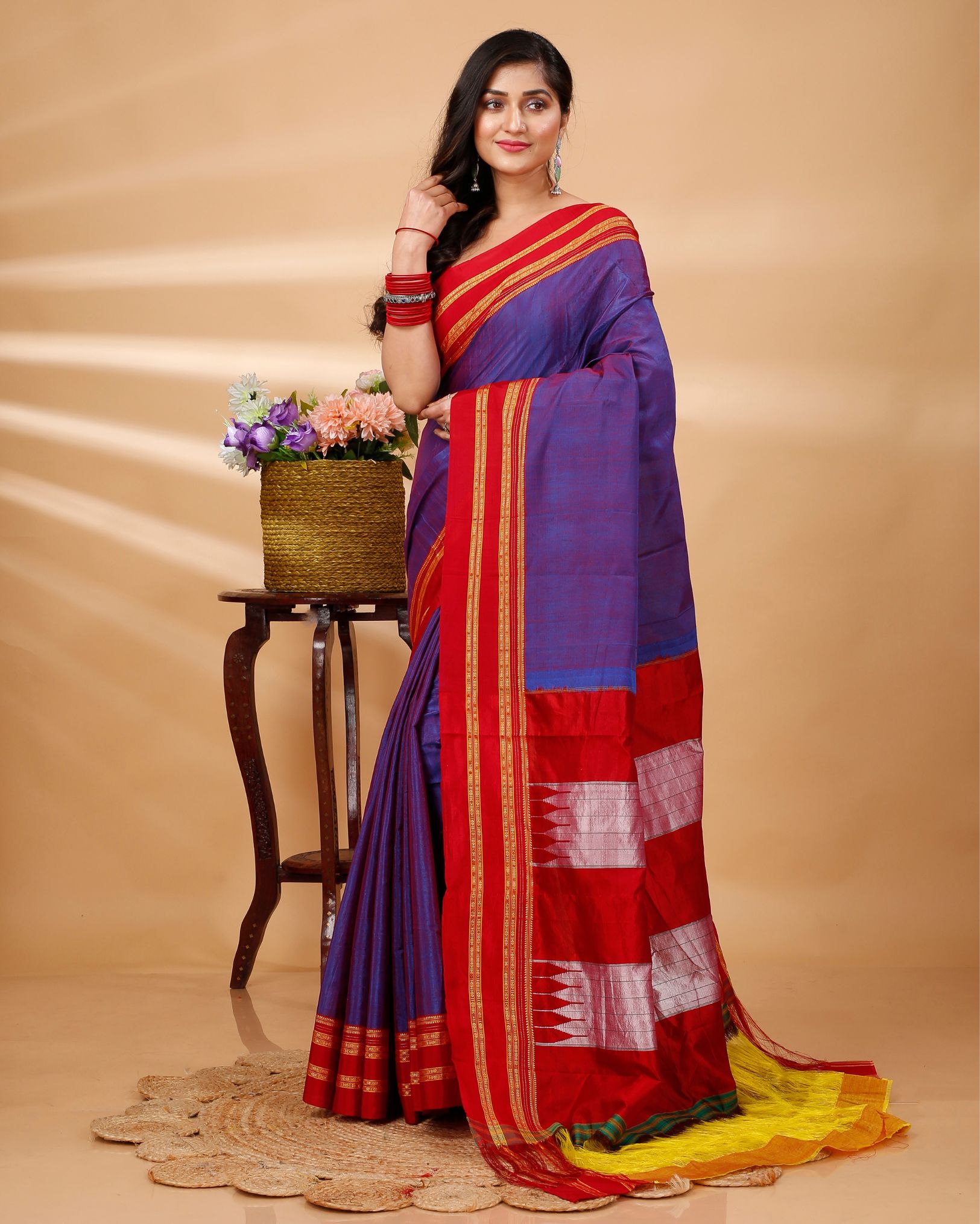 Ziyorah| Ilkal Handloom Cotton Silk Saree Faded Purple Color With Running Blouse