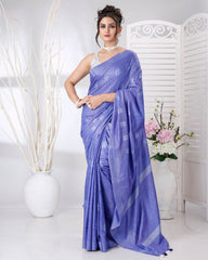 Ziyorah | Katan Silk Saree Lavender Blue Color Weaving Design With Blouse