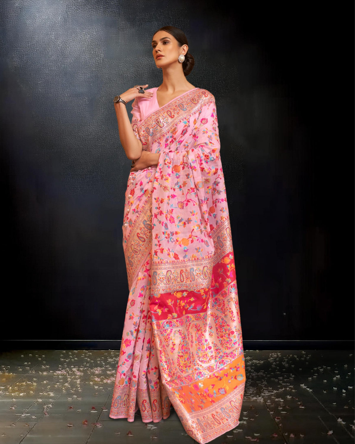 Ziyorah | Kashifa Silk Handloom Weaving Pink Saree