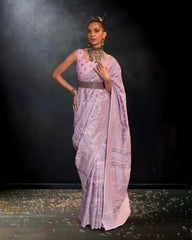 Ziyorah | Kafreen Silk Handloom Weaving Mauve Saree