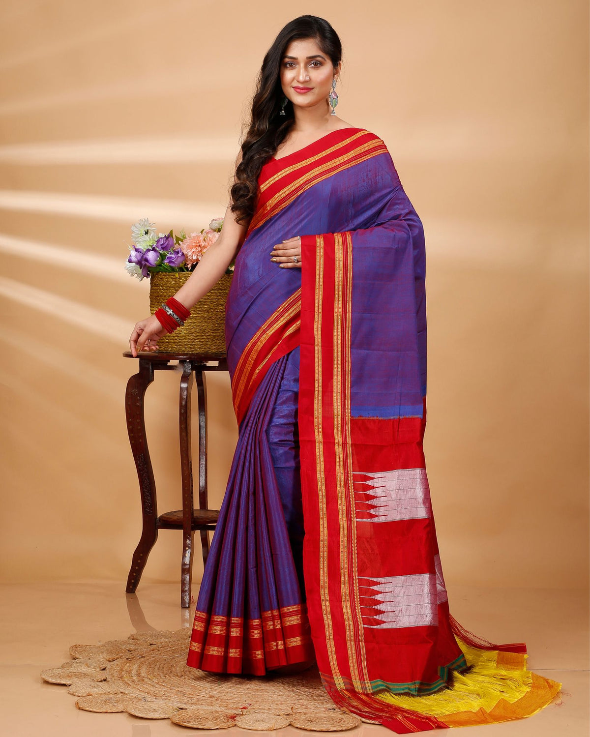 Ziyorah| Ilkal Handloom Cotton Silk Saree Faded Purple Color With Running Blouse