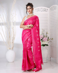 Ziyorah | Katan Silk Saree Magenta Pink Color Weaving Design With Blouse