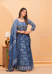 Ziyorah | Blockprinted Indigo Lehanga Choli Set