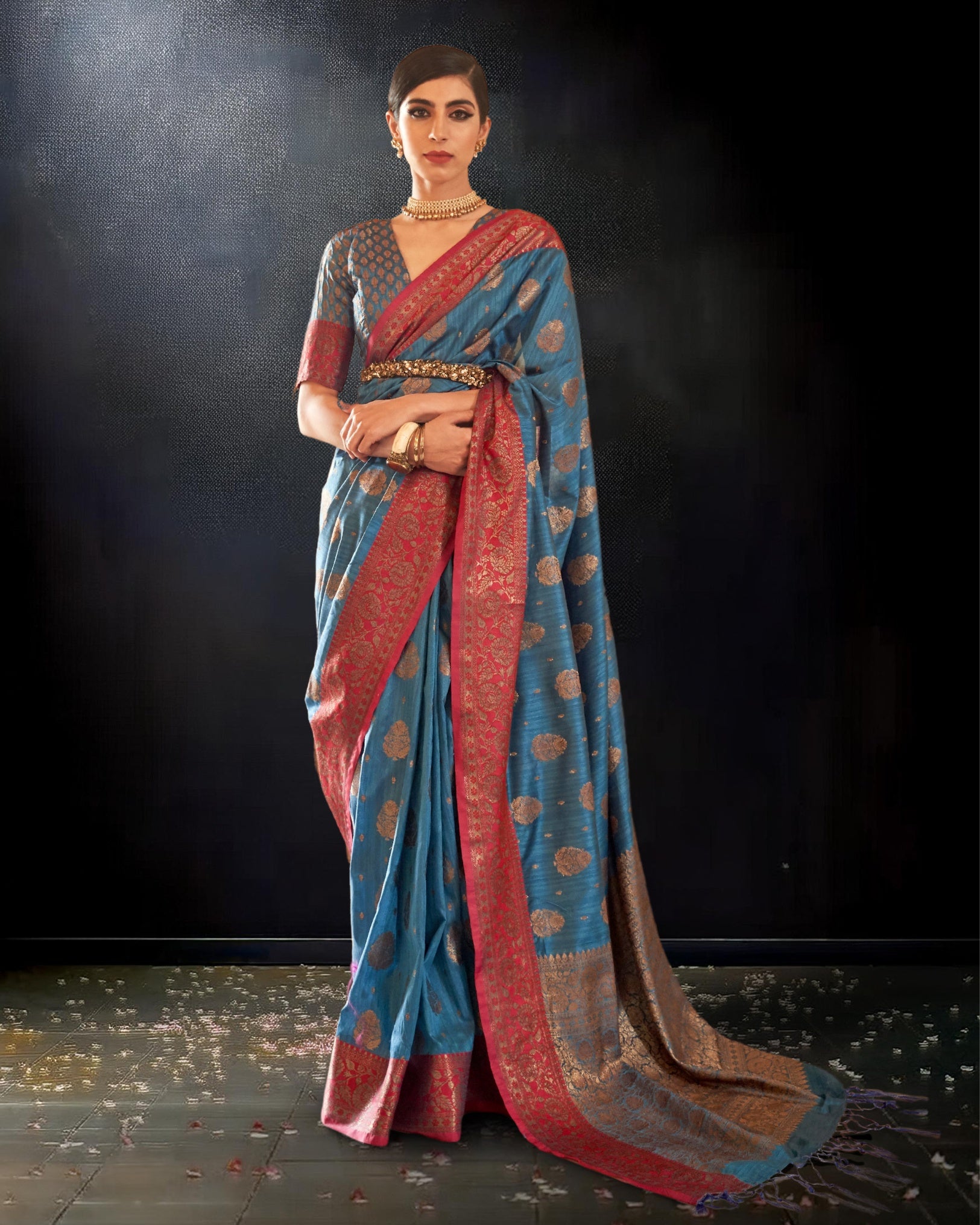 Ziyorah | Karivaa Silk Banarasi Brocade Pink Saree