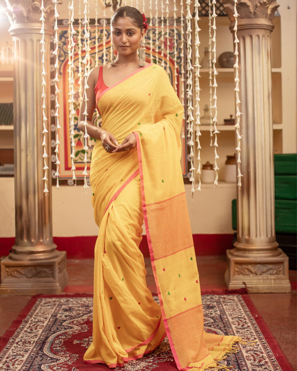 Ziyorah | Mul Cotton Jamdani Weaving Yellow Saree