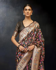 Ziyorah | Kashifa Silk Handloom Weaving Brown Saree