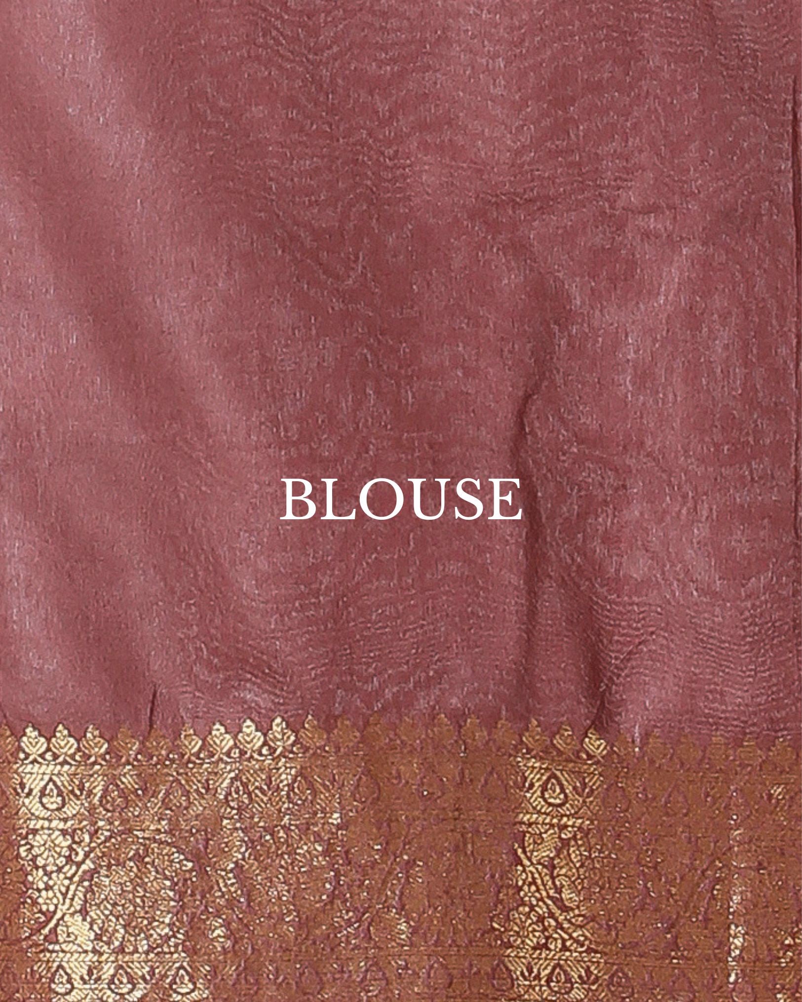 Ziyorah | Banarasi Katan Silk Brown Saree Jaquard Weaving Running Blouse