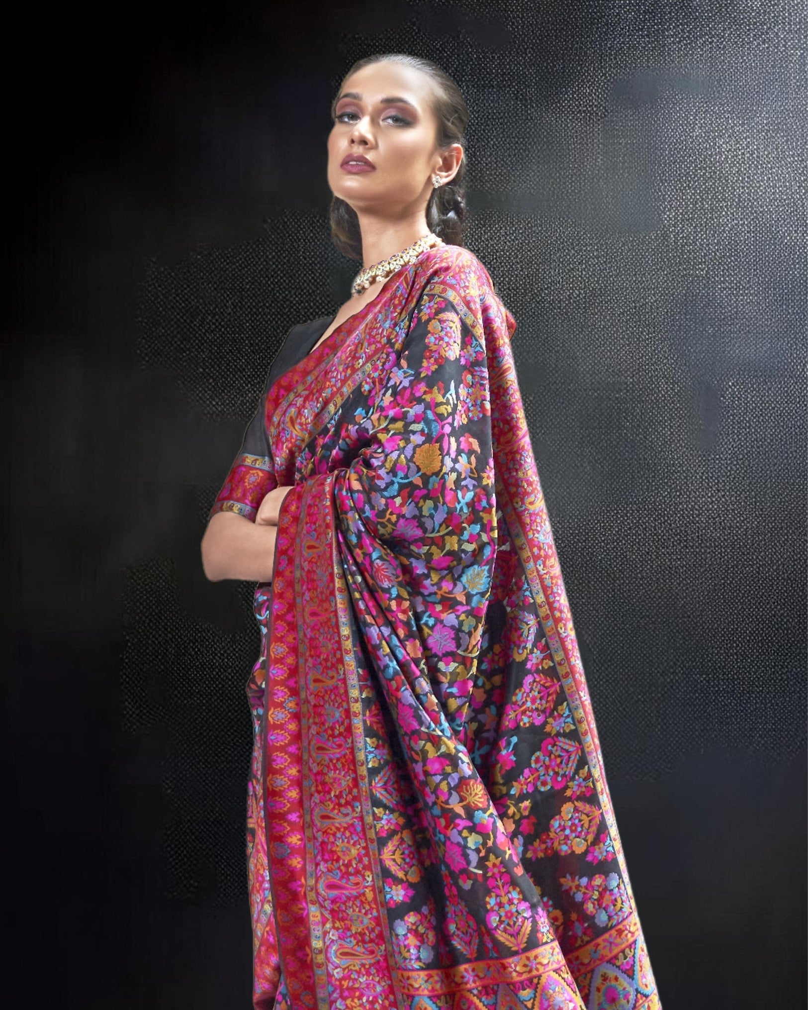 Ziyorah | Kashmira Silk Banarsi Brocade Black Saree