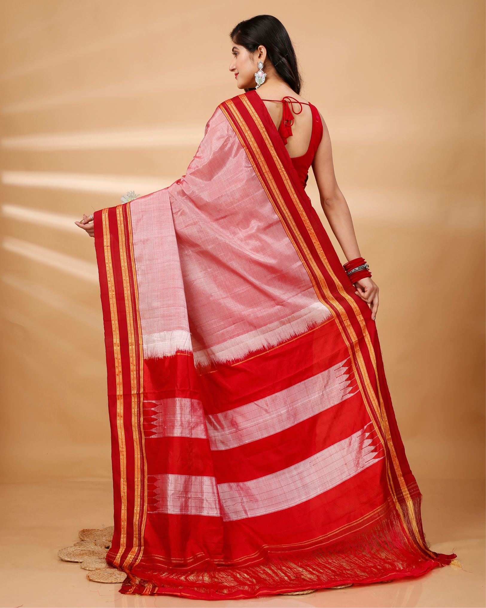 Ziyorah| Ilkal Handloom Cotton Silk Saree Rose Pink Color With Running Blouse