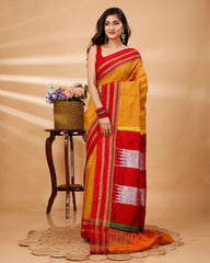 Ziyorah| Ilkal Handloom Cotton Silk Saree Gajari Color With Running Blouse