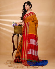 Ziyorah| Ilkal Handloom Cotton Silk Saree Metallic Orange Color With Running Blouse