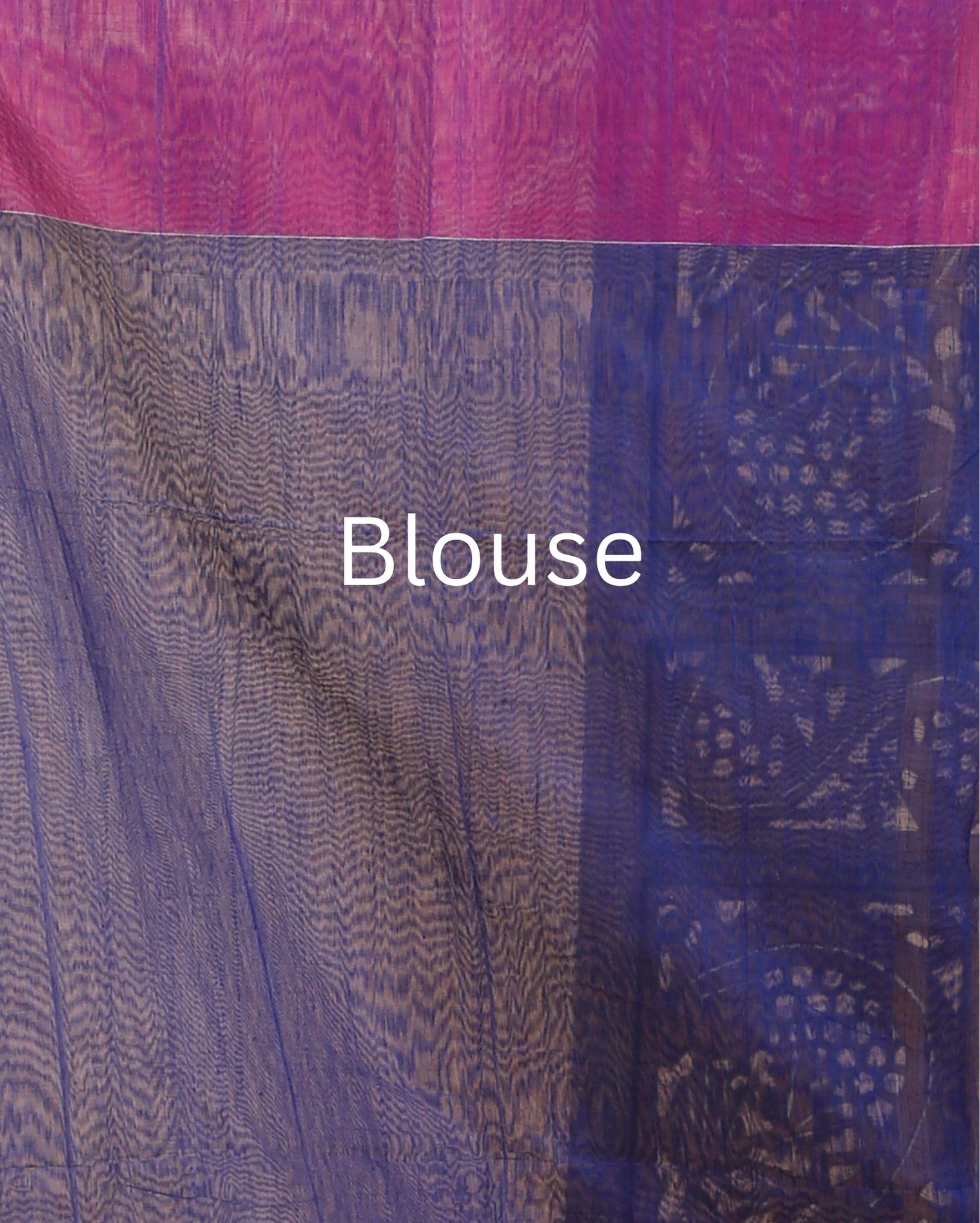 Ziyorah | Handloom Mercerized Cotton Silk Saree Dark Blue Color With Running Blouse