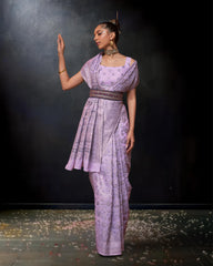 Ziyorah | Kafreen Silk Handloom Weaving Purple Saree