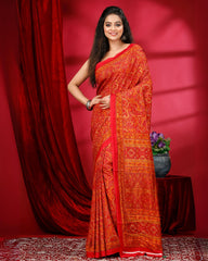 Ziyorah | Kashmiri Silk Red Printed Saree