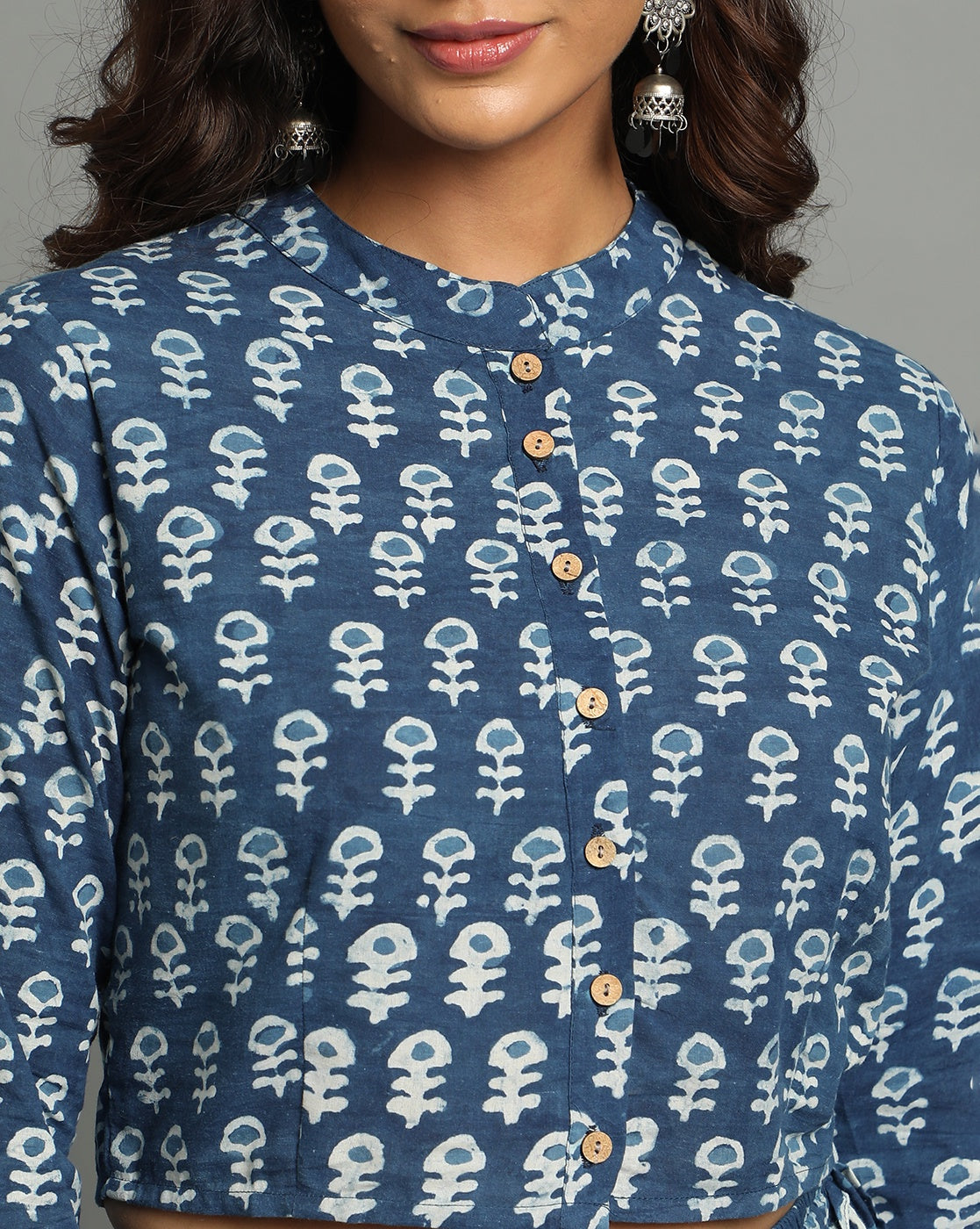 Ziyorah | Blockprinted Cotton Indigo Stitched Lehanga