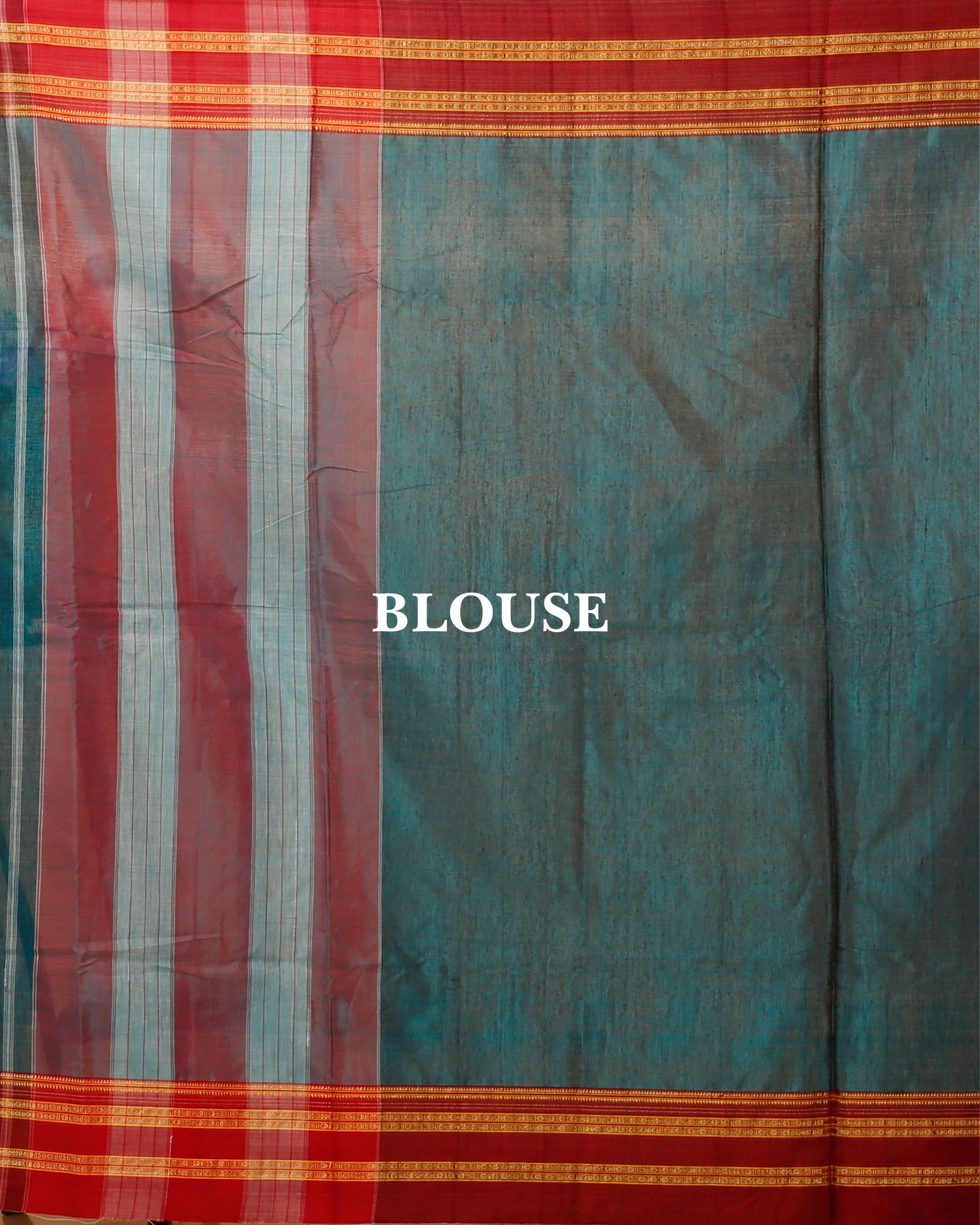 Ziyorah| Ilkal Handloom Cotton Silk Saree Dark Turquoise Color With Running Blouse