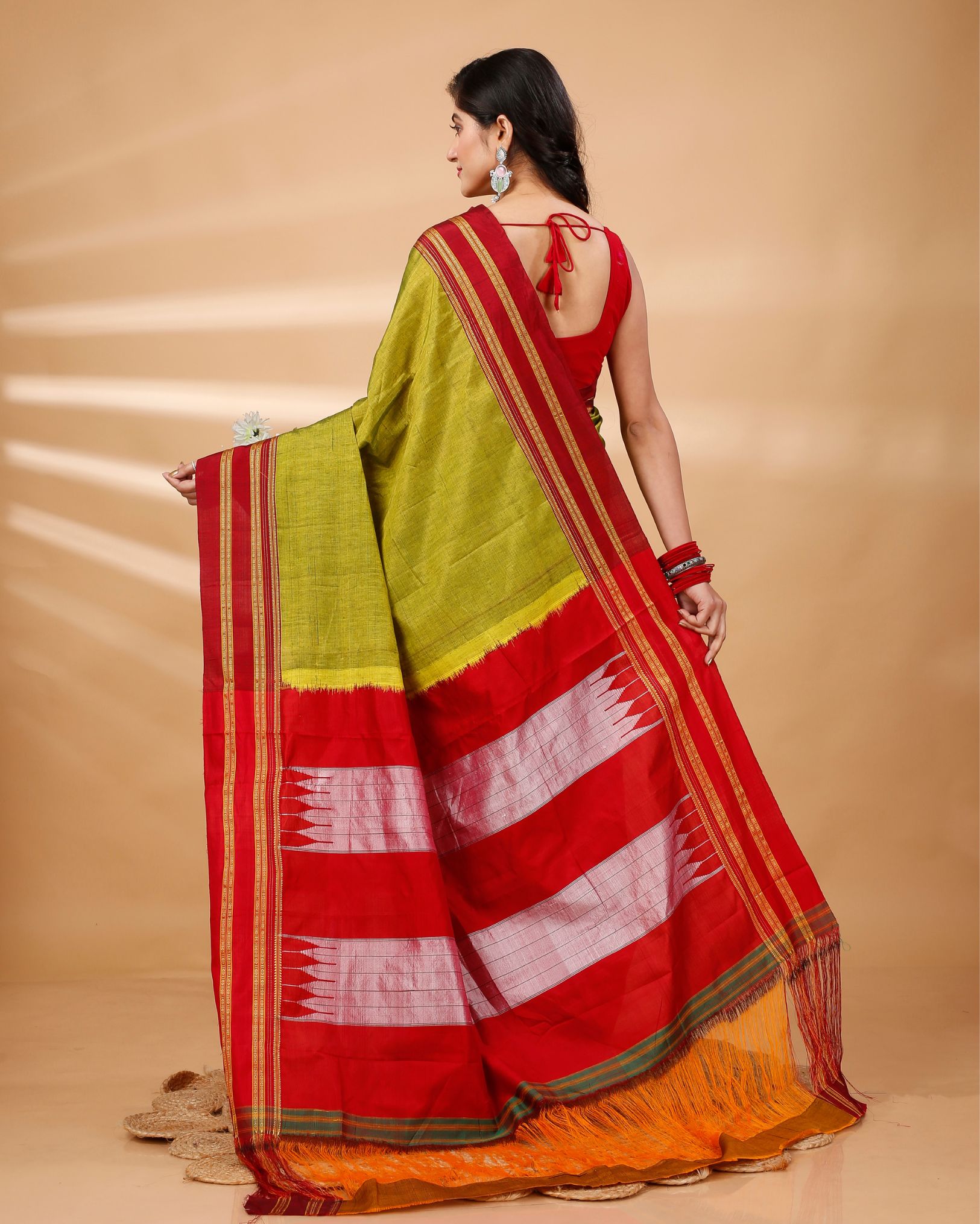 Ziyorah| Ilkal Handloom Cotton Silk Saree Mustard Yellow Color With Running Blouse