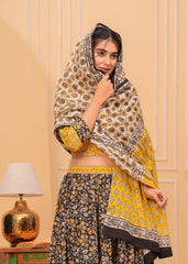 Ziyorah | Blockprinted Black & Yellow Lehanga Choli Set