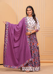 Ziyorah | Blockprinted Purple Lehanga Choli Set