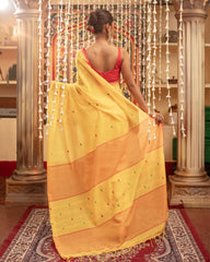 Ziyorah | Mul Cotton Jamdani Weaving Yellow Saree