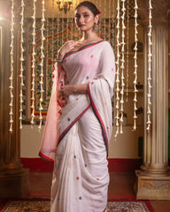 Ziyorah | Mul Cotton Jamdani Weaving White Saree