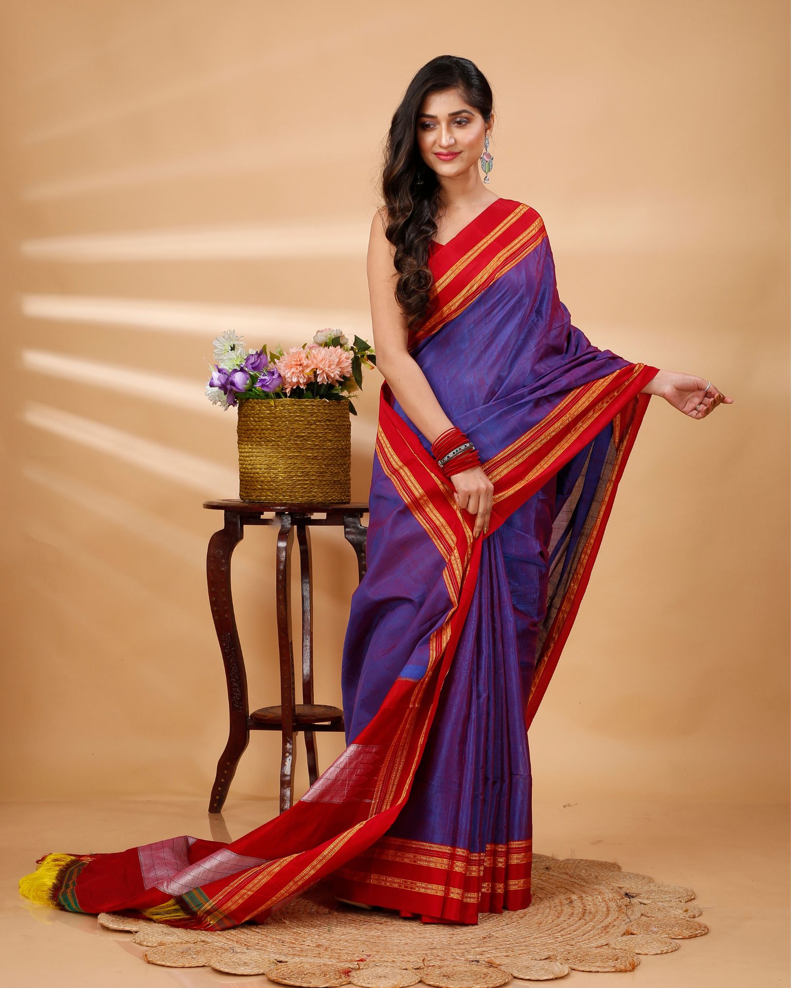 Ziyorah| Ilkal Handloom Cotton Silk Saree Faded Purple Color With Running Blouse