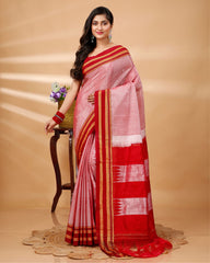 Ziyorah| Ilkal Handloom Cotton Silk Saree Rose Pink Color With Running Blouse