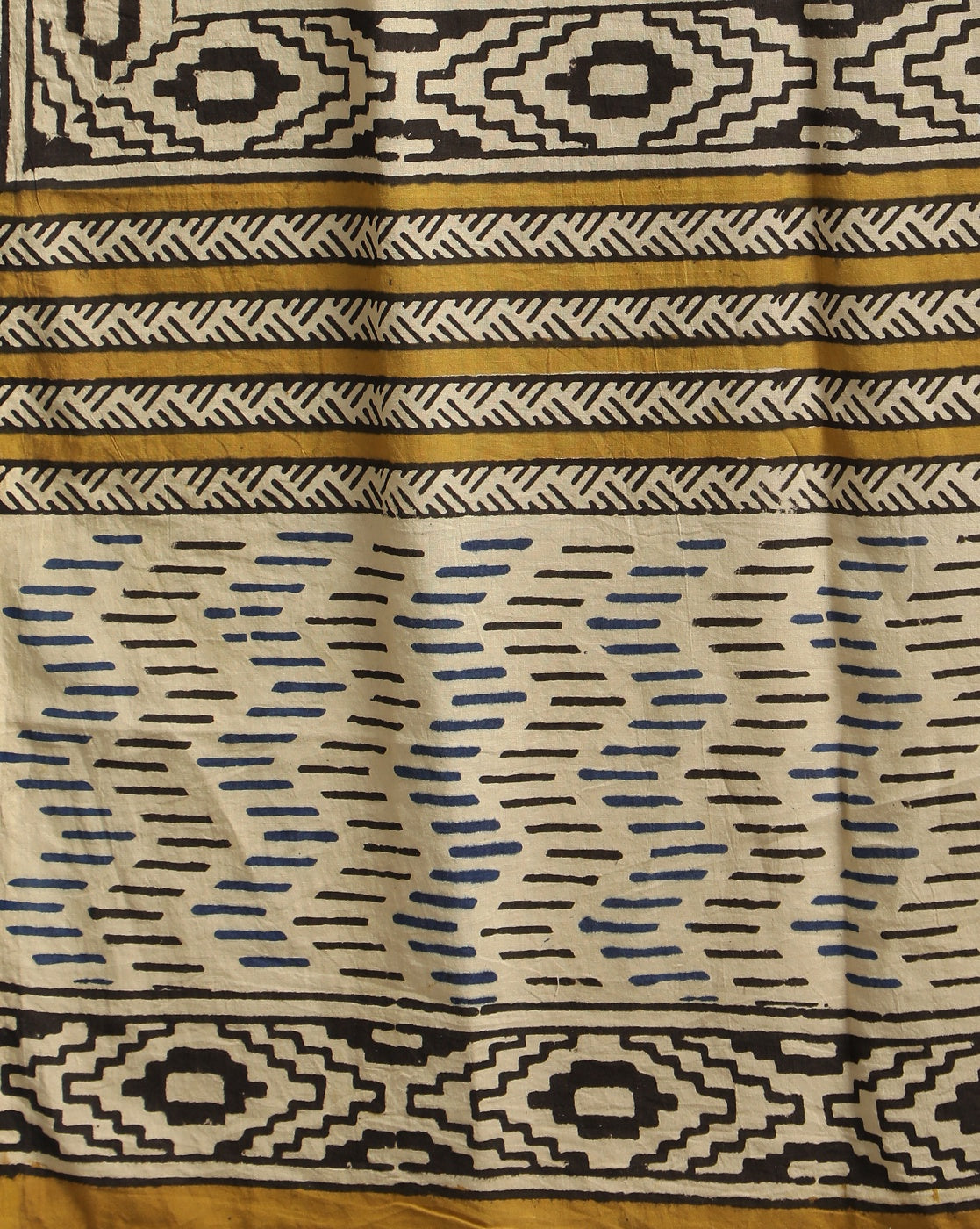 Ziyorah | Blockprinted Cotton Yellow Stitched Lehanga