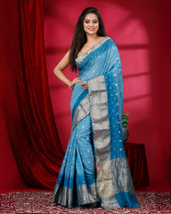 Ziyorah | Pure Silk Bandhini Bandhej Blue Saree | Gorgeous