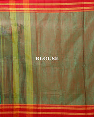 Ziyorah| Ilkal Handloom Cotton Silk Saree Green Color With Running Blouse